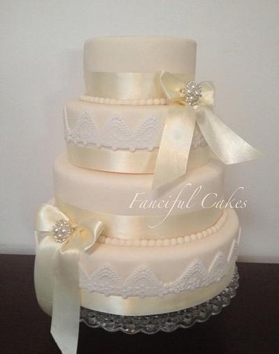 Pearls and Lace wedding cake - Cake by Fanciful Cakes