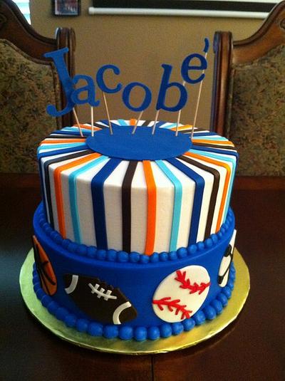 Sports Theme Shower Cake - Cake by Lanett
