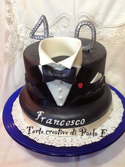 Tuxedo cake, 40th birthday cake. Torta smoking x i 40 anni. - Cake by Paola Esposito