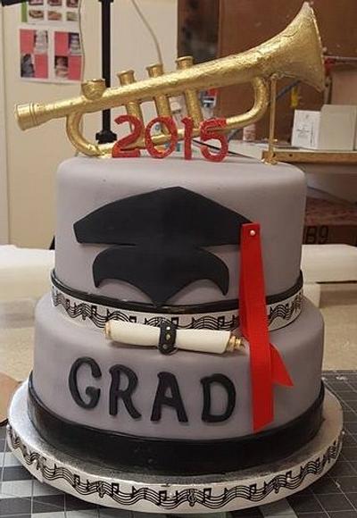 Graduation Cake w/Chocolate Trumpet  - Cake by Wendy Lynne Begy