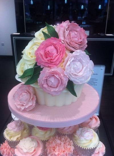 Peony and Blush Suede Giant Cupcake - Cake by Truly Madly Sweetly Cupcakes