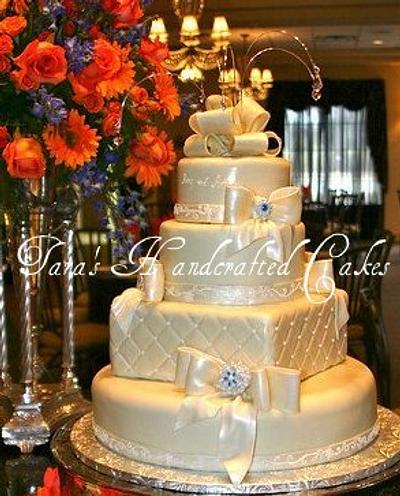 Satin and bows wedding cake - Cake by Taras Handcrafted Cakes