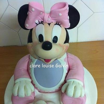 3D sitting up minnie mouse baby cake - Cake by clare galvin