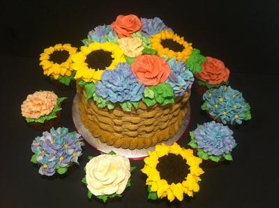 Flower cupcakes and cake - Cake by Nikki Belleperche