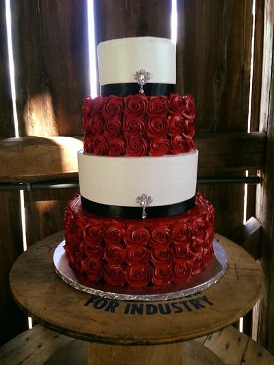 Rustic Red Rosette wedding  - Cake by HotCakes by Tara