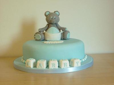 Teddy bear Christening cake - Cake by Topperscakes