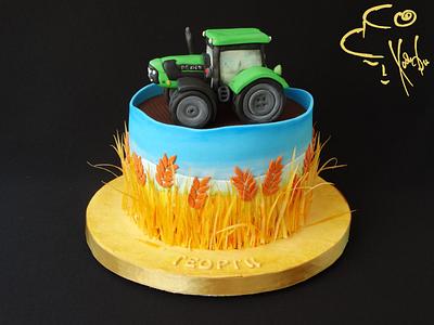 Tractor and wheat field - Cake by Diana