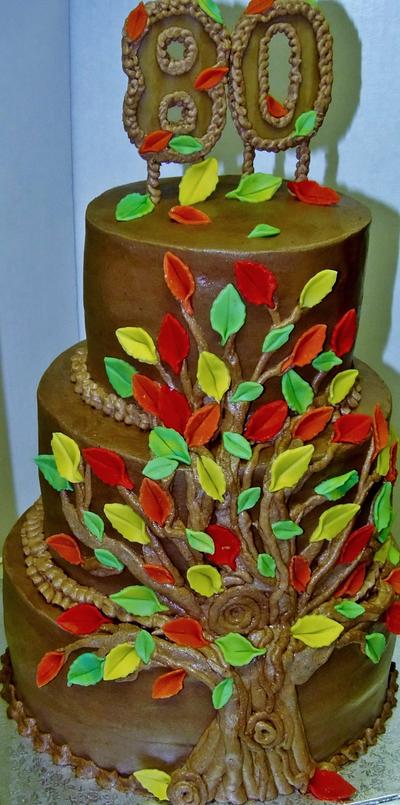 Tree cake with fall leaves buttercream - Cake by Nancys Fancys Cakes & Catering (Nancy Goolsby)