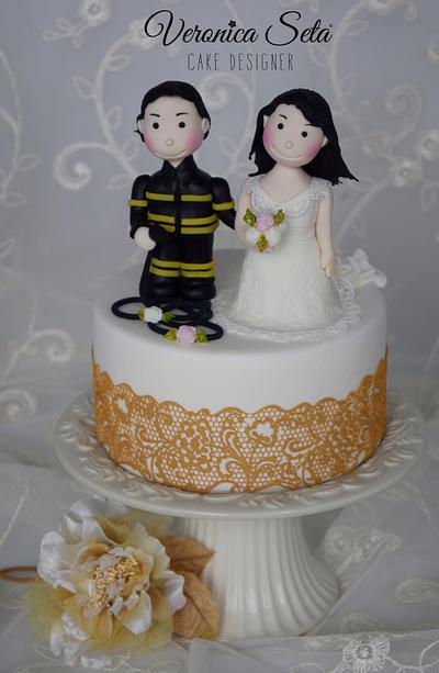 A fireman and his bride - Cake by Veronica Seta