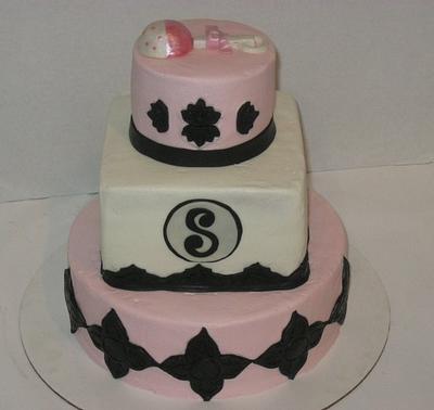 Pink and Black Baby shower - Cake by Tina
