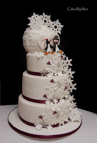 Penguins and Snowflakes - Cake by Cakes by Nina Camberley
