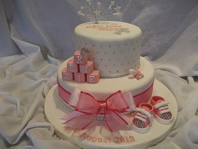 Two tier Christening Cake - Cake by Jayne Worboys