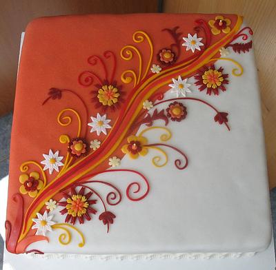 White / orange ornament - Cake by Alena