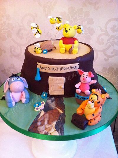Winnie The Pooh Tree Trunk 1st Birthday Cake - Cake by Sarah