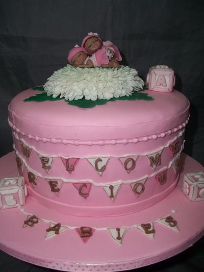 Twin girls baby shower cake - Cake by Willene Clair Venter
