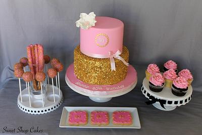 Pink & Gold Birthday Sweets - Cake by Sweet Shop Cakes