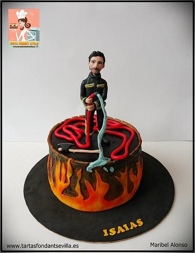 firefighter fondant cake - Cake by MaribelAlonso