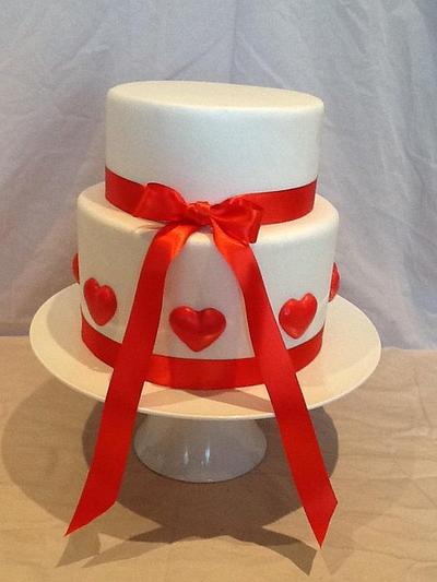 Red Hearts Engagement Cake - Cake by Kim Jury