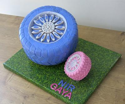 A Dad and Daughter "Tire Cake" - Cake by The Garden Baker