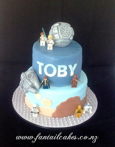 Death Star and Millenium Falcon, Star Wars Lego Cake - Cake by Fantail Cakes