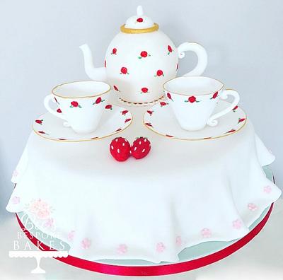Strawberry cream tea for two - Cake by Sweet Alchemy Wedding Cakes
