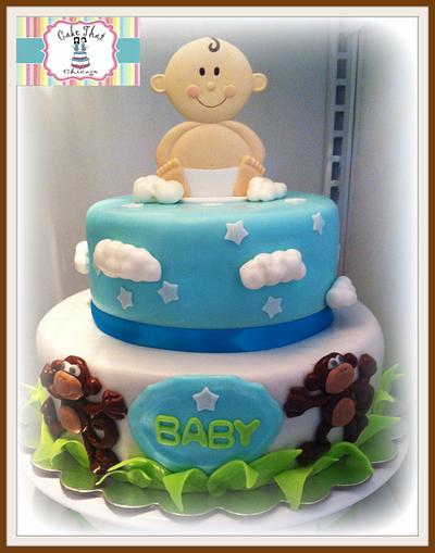 Baby in clouds Baby shower cake - Cake by Genel