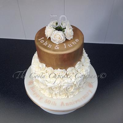 50th golden Wedding Anniversary  - Cake by Costa Cupcake Company