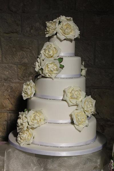 White rose and diamonds wedding cake - Cake by Cakes o'Licious