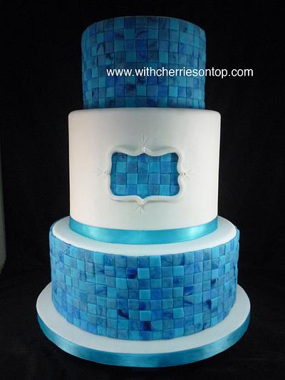 marbled mosaic wedding cake - Cake by WithCherriesOnTop