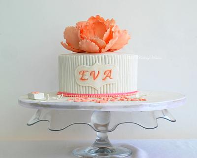 Pearl and peach theme cake with beautiful peonies!!! - Cake by Ashel sandeep