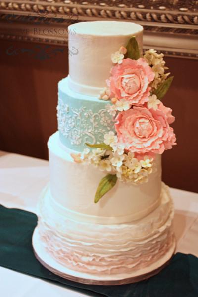 Lace, Ruffles, Peonies - Cake by Love Blossoms Cakery- Jamie Moon