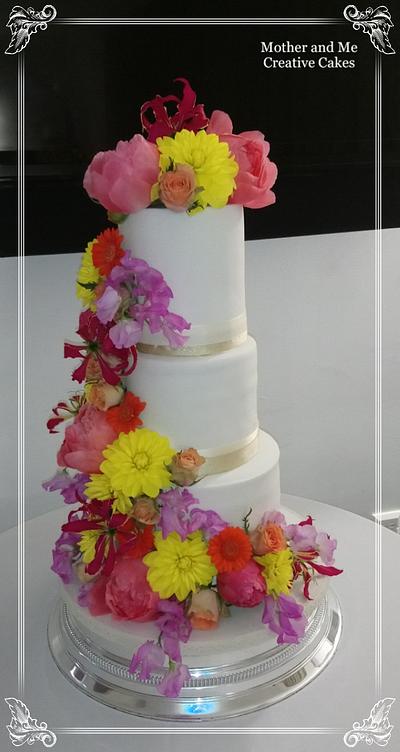 Floral Wedding Cake - Cake by Mother and Me Creative Cakes