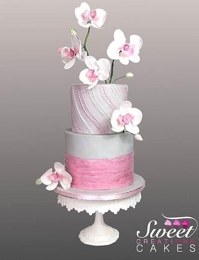 Pink Orchids cake - Cake by Sweet Creations Cakes