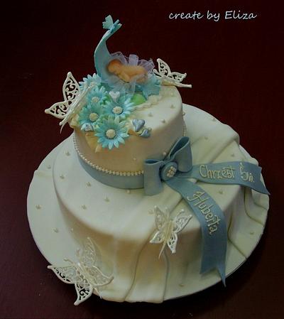 Christening cake with butterflies - Cake by Eliza