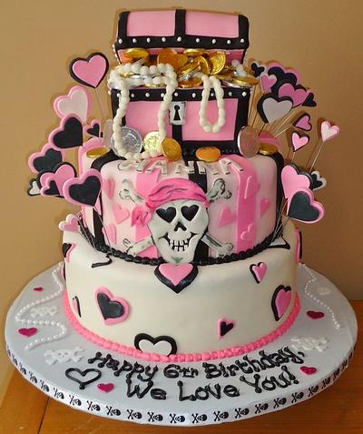 Pirate Chest GIRLS Cake with 3D Chest, Chocolate Coins - Cake by Kristen
