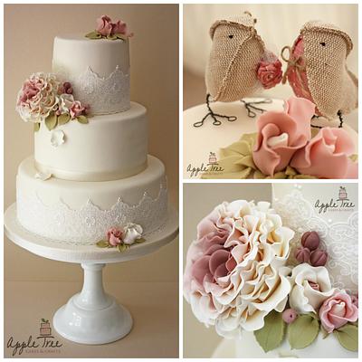 Vintage Rose Wedding Cake - Cake by Apple Tree Cakes & Crafts