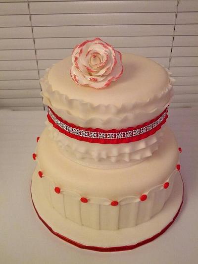 Red and White Birthday Cake - Cake by JB