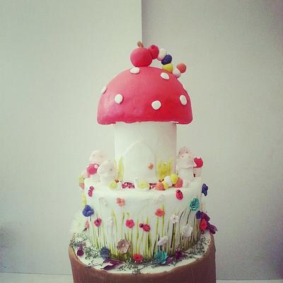 mushroom birthday cake.  - Cake by Swt Creation
