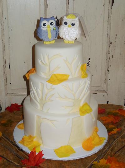 Owl themed Wedding Cake - Cake by DaniellesSweetSide