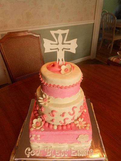 Pinked out Christening Cake - Cake by Cakes by Kate