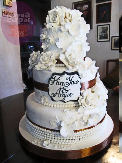 A simple white wedding cake - Cake by HaveacupofTee