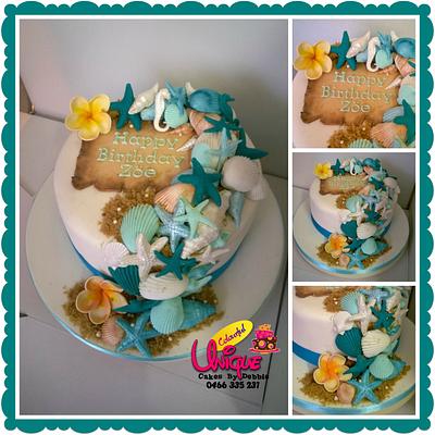 Beach theme cake - Cake by Unique Colourful Cakes by Debbie