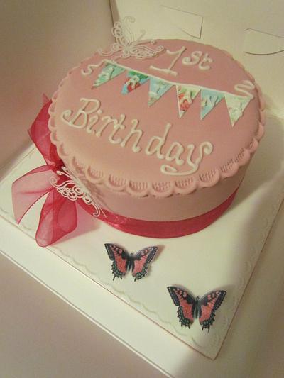 Pretty First Birthday Cake - Cake by Lesley Southam