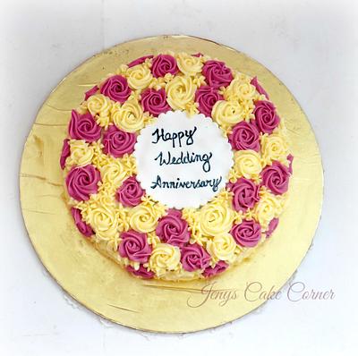 Wedding Anniversary Rosettes - Cake by Jeny John