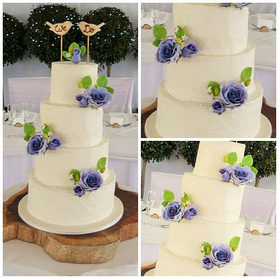 Rustic Wedding Cake with sugar flowers - Cake by Five Sweets Melbourne