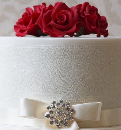 Red Rose Sugarveil Wedding Cake - Cake by Cupcakes by Amanda