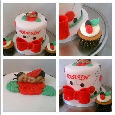Lady Bug Baby Shower cake  - Cake by Dalexia Bagley