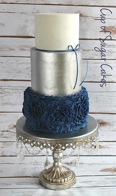 Navy blue ruffle rose - Cake by Nichole Stiglich Cake Design