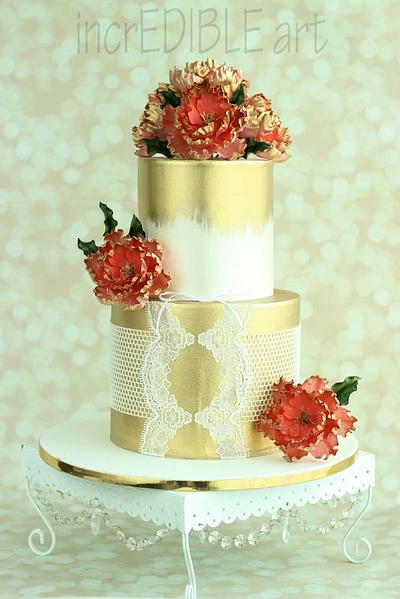 "Regal Coral" Wedding Cake - Cake by Rumana Jaseel