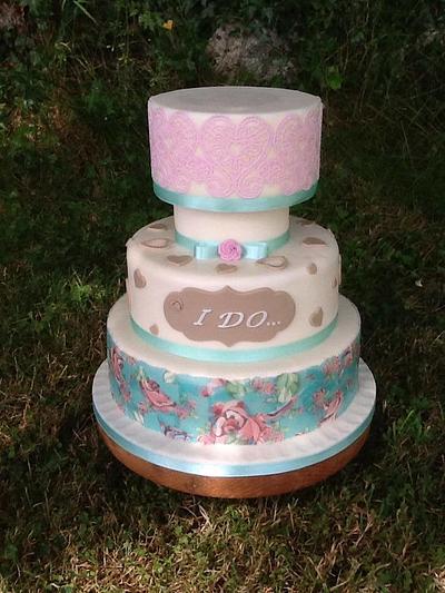 Decoupage and Edible lace wedding cake  - Cake by Sweet Treats By Fiona